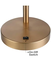 360 Lighting Colborne Mid Century Modern Industrial Desk Table Lamp Led with Usb Charging Port 28" Tall Antique Brass Black for Living Room Bedroom Ho