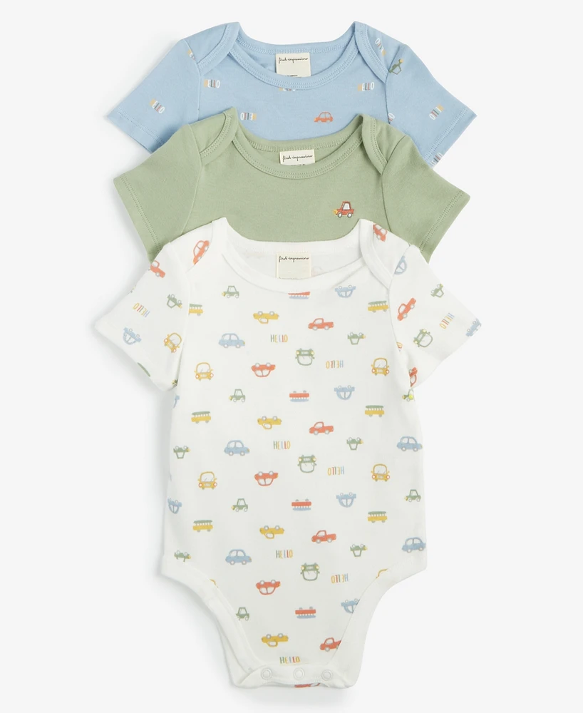 First Impressions Baby Boys Travel Cotton Bodysuits, 3 Pack, Created for Macy's