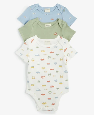 First Impressions Baby Boys Travel Cotton Bodysuits, 3 Pack, Created for Macy's