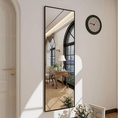 Homlux Rectangular Wall Mounted Mirror 14"x48" in Black