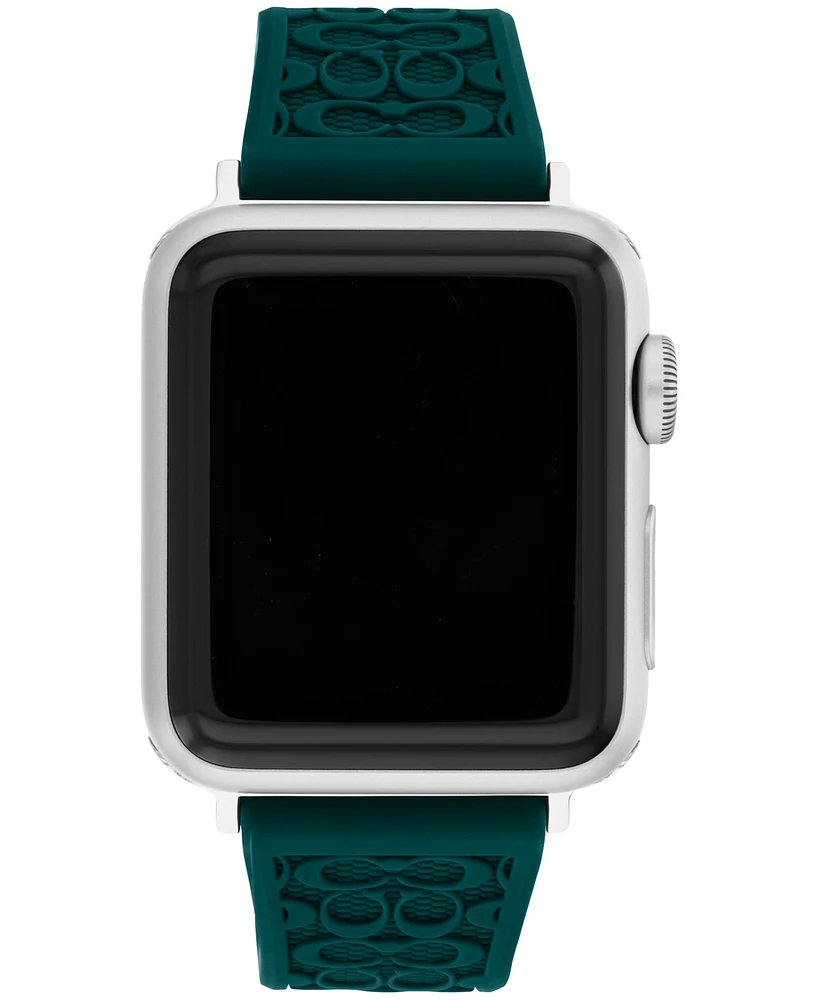 Coach Women's Emerald Green Silicone Strap for Apple Watch 38mm, 40mm, 41mm