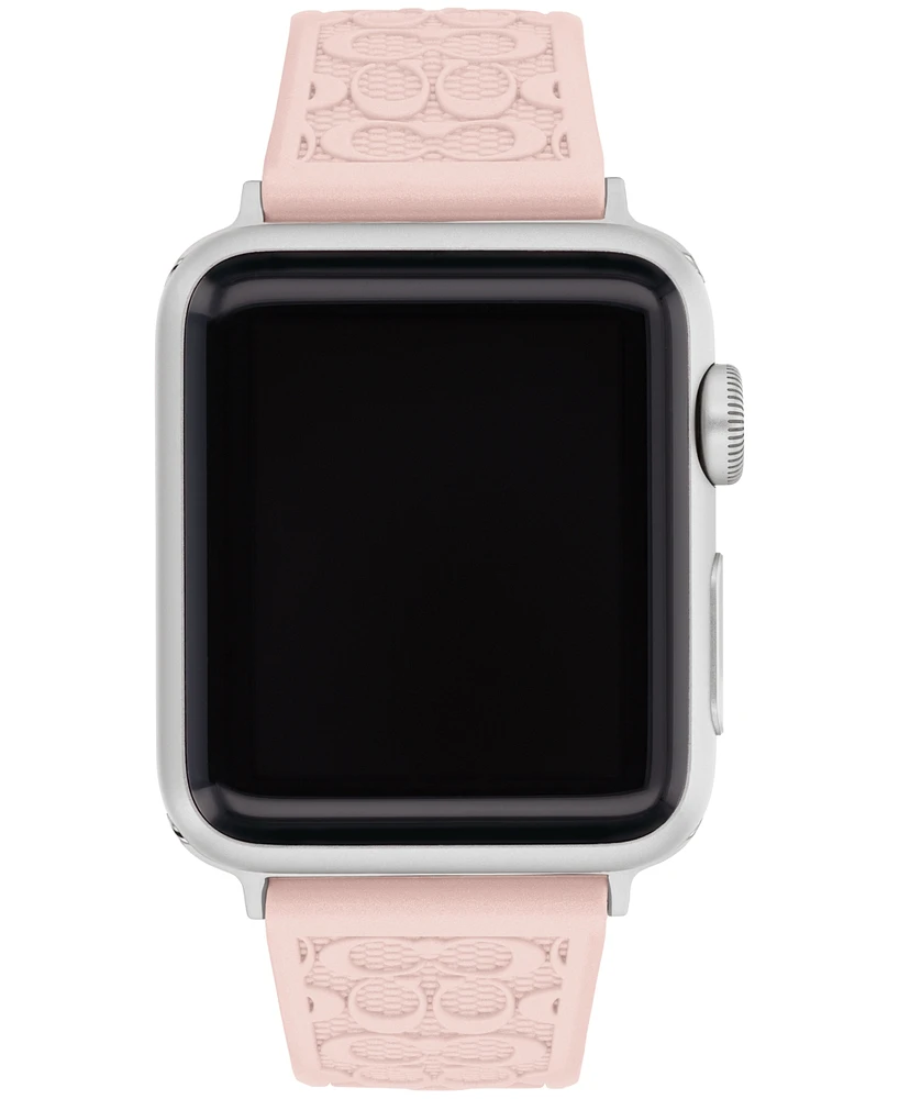 Coach Women's Pink Silicone Strap for Apple Watch 38mm, 40mm, 41mm