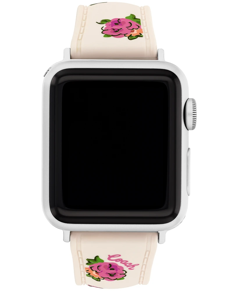 Coach Women's Chalk Floral Print Silicone Strap for Apple Watch 38mm, 40mm, 41mm