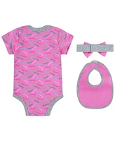 Nike Newborn Girls Printed Bodysuit, Headband and Bib Set