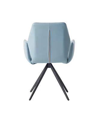 Simplie Fun Segismunda Side Chair w/Swivel, Light Blue Leather & Black Finish
