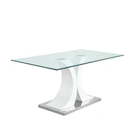 Streamdale Furniture Modern Dining Table Set | Glass and Lacquered Legs | Elegant Style