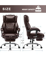 Simplie Fun High Back Massage Reclining Office Chair with Footrest