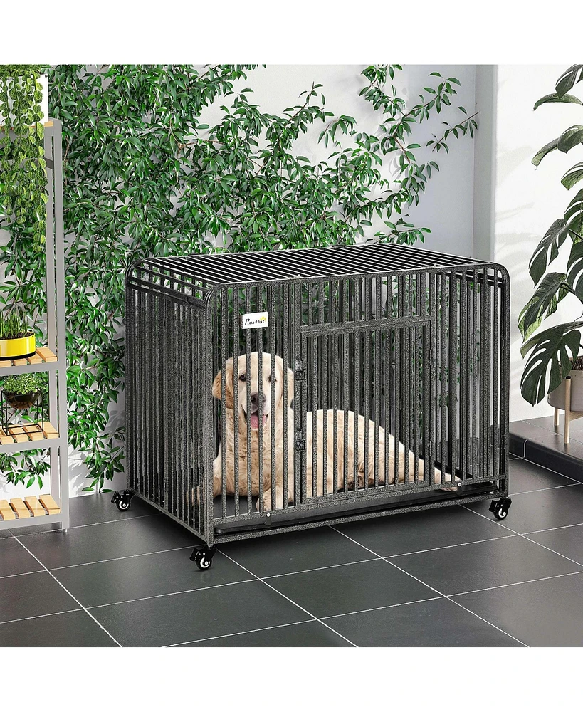 Simplie Fun Indestructible, Foldable, Rolling Dog Crate for Large Pets