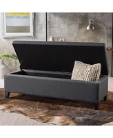Spacious Storage Ottoman with Self-Opening Lid and Modern Birch Wood Legs