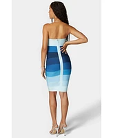 Bebe Women's Strapless Colorblock Bandage Midi