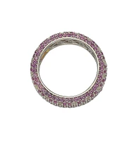 Suzy Levian New York Pink Sapphire & Lab-Grown White Pave Eternity Band Ring Sterling Silver by