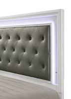 Queen Size Led Panel Bed with Crocodile Skin Finish