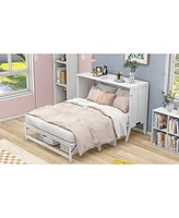 Simplie Fun Queen Size Murphy Bed With Built-In Charging Station And A Shelf