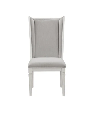 Simplie Fun Katia Side Chair (Set-2), Light Gray Linen & Weathered White Finish