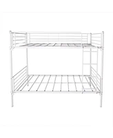 Simplie Fun Twin-Over-Twin Bunk Bed With Metal Frame And Ladder, Space-Saving Design