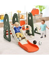 Costway 6 1 Toddler Slide and Swing Set Climber Playset w/ Ball Games Orange