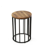 Modern Farmhouse Outdoor Side Table with Rustic Charm