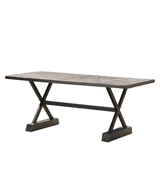 Simplie Fun Modern Industrial Concrete Top Dining Table with Metal Frame