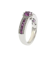 Suzy Levian New York Pink Sapphire & Lab-Grown White Multi Set Bridal Ring Sterling Silver by