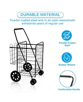 Sugift Black Steel Heavy Duty Folding Kitchen Cart