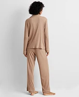 State of Day Women's 2-Pc. Packaged Ribbed Notched-Collar Pajamas Set Xs-3X, Created for Macy's