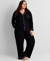 State of Day Women's 2-Pc. Packaged Ribbed Notched-Collar Pajamas Set Xs-3X, Created for Macy's