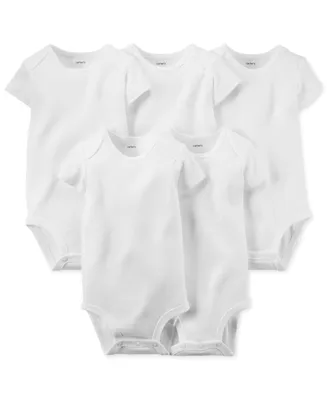Carter's Baby Boys or Girls Solid Short Sleeved Bodysuits, Pack of 5