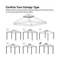 Yescom 11.7'x9.8' Canopy Top Replacement Coffee Liqueur for 2-Tier Sunjoy L-GZ288PST-4D Gazebo Cover