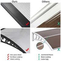 Yescom 80"x40" Door Window Awning Whole One-piece Polycarbonate UV30+ Outdoor Rain Snow Protection Patio White Board