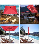 Yescom 10x10 Ft Led Light Patio Umbrella Solar Power 8-Rib Tilt Aluminum for Outdoor Yard Table Poolside, Usb Port Black