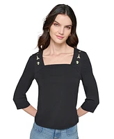 Karl Lagerfeld Paris Women's Embellished Square-Neck Top, Regular & Petites