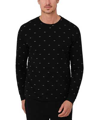 Lacoste Men's All Over Croc Print Long-Sleeve Thermal Sleep Shirt