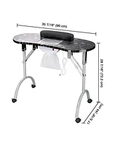 Byootique Portable Folding Manicure Nail Table Station Salon Desk Vented Led Beauty Spa