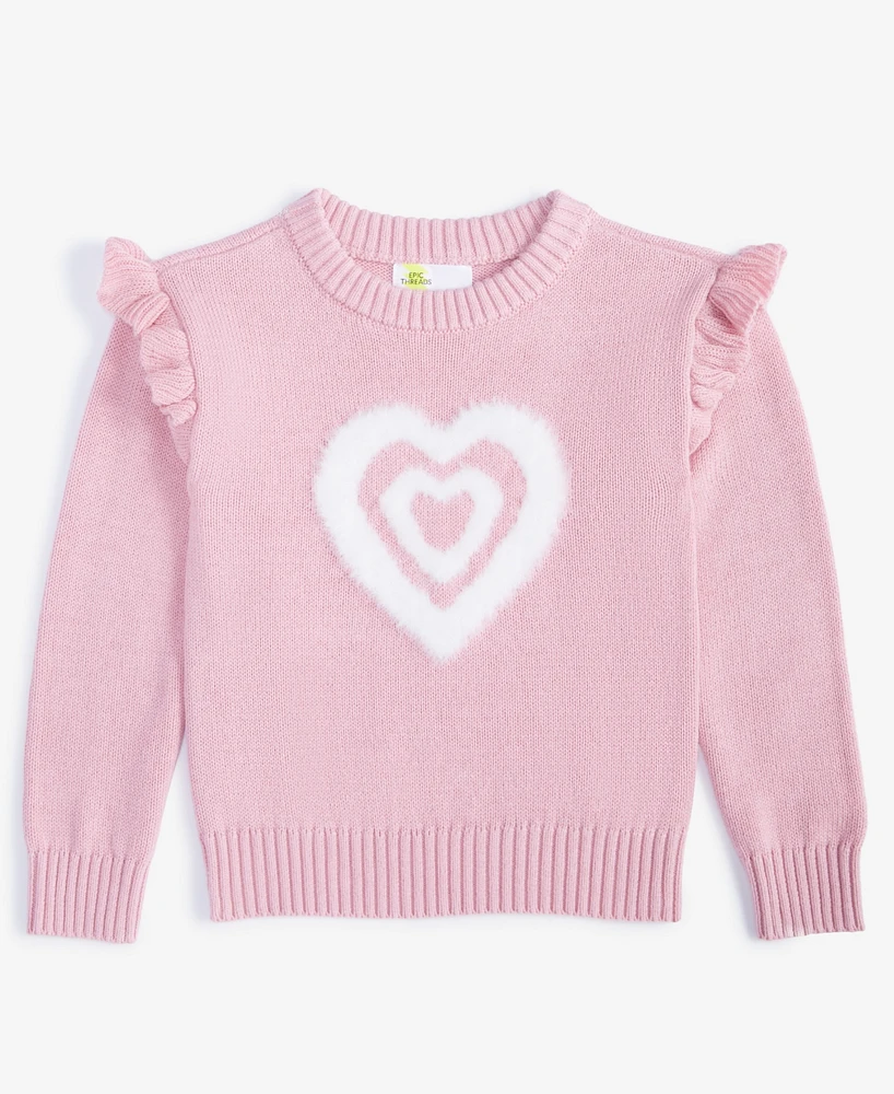 Epic Threads Toddler Girls Heart Crewneck Sweater, Created for Macy's