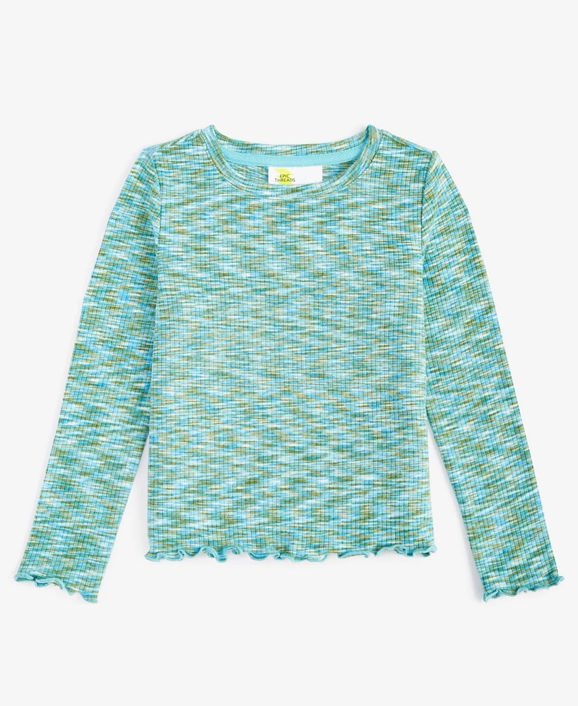 Epic Threads Toddler Girls Long-Sleeve Space-Dyed Ribbed T-Shirt, Created for Macy's