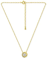 Giani Bernini Cubic Zirconia Asymmetric Halo Pendant Necklace in 18k Gold-Plated Sterling Silver, 16" + 2" extender, Created for Macy's