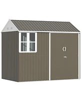 Outsunny 8' x 6' Metal Garden Storage Shed W/ Doors Windows & Vents, Gray