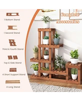 6 Tier Wood Plant Stand with High Low Structure