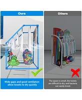 Yescom Free Standing Pool Side Pvc Towel Rack Holder Heavy Duty 7 Bar for Outdoor Floats Dryer Clothes Drying Laundry Storage Organizer