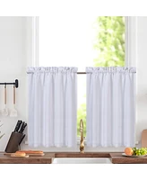 Caromio Waffle Weave Rod Pocket Kitchen Tier Window Curtain Pair