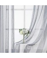 Caromio Yarn-Dyed Vertical Stripe Grommet Voile Sheer Window Curtain Panels, 52" x 54"