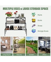 3 Tier Outdoor Metal Heavy Duty Modern for Multiple Plant Display Stand Rack