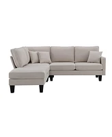 Mondawe 90x88" Terrycloth Modern Sectional Sofa,5-Seat Practical Couch Set with Chaise Lounge,L