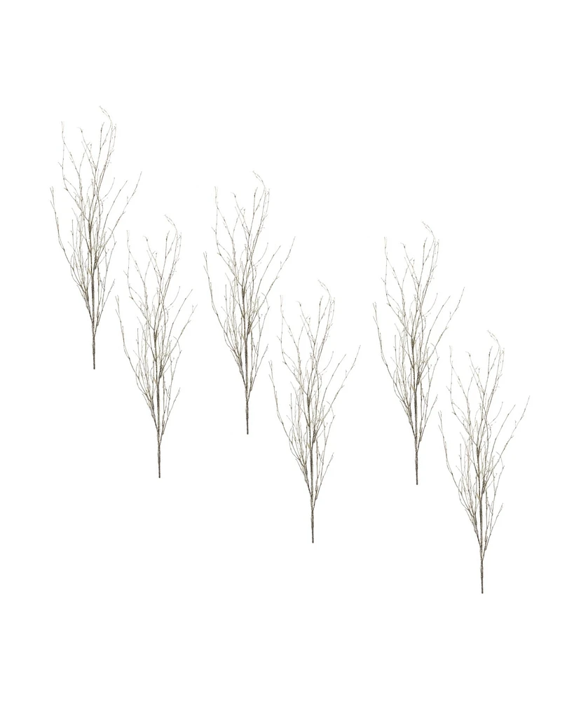 Slickblue Artificial Glittered Branches (Set of 6) Sparkle-finished Decorative Stems for Craft Projects and Displays