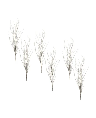 Slickblue Artificial Glittered Branches (Set of 6) Sparkle-finished Decorative Stems for Craft Projects and Displays