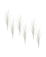 Slickblue Artificial Glittered Branches (Set of 6) Sparkle-finished Decorative Stems for Craft Projects and Displays