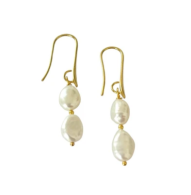 Hollywood Sensation Elegant Gold Pearl Dangle Earrings