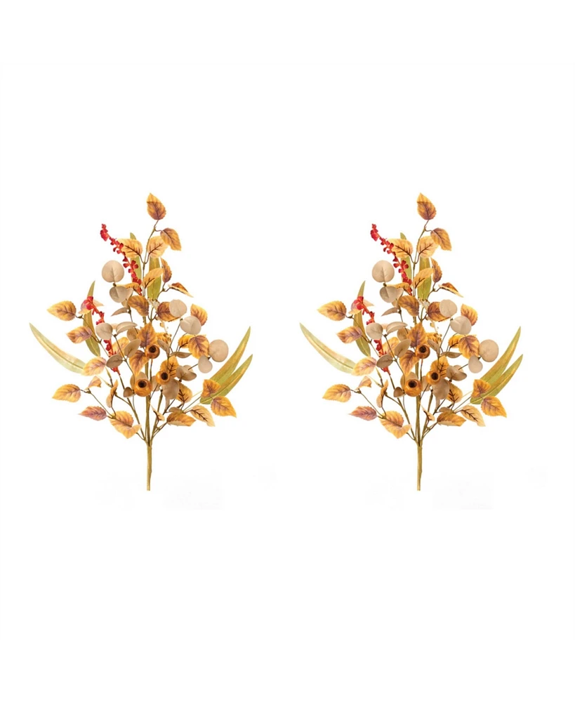 Slickblue Set of 2 Mixed Fall Foliage Pod Sprays for Seasonal Decor