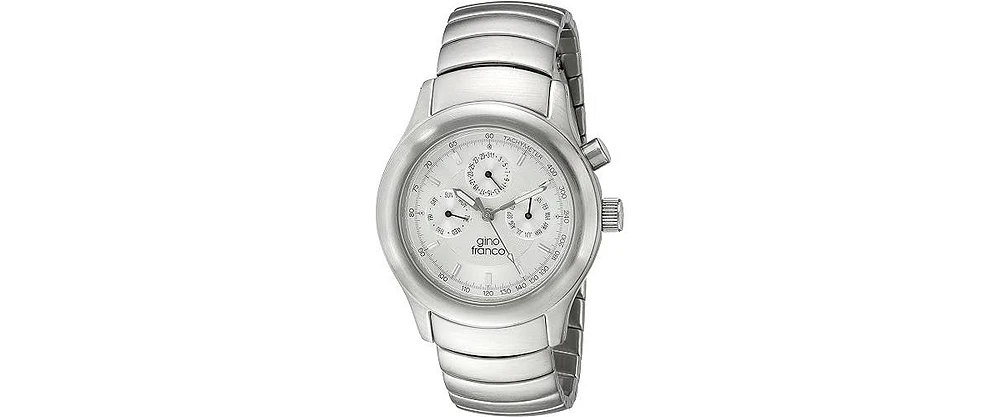 Gino Franco Round Stainless Steel Chronograph Bracelet Watch