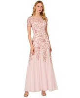 Adrianna Papell Women's Floral-Design Embellished Gown